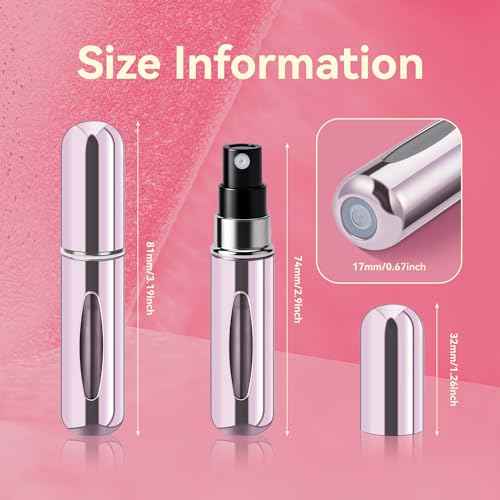 Refillable Perfume Portable Atomizer Bottle Refillable Perfume Spray, Travel Perfume (5ml, 4 Pack) (Silver, Pink, Gold, Black)