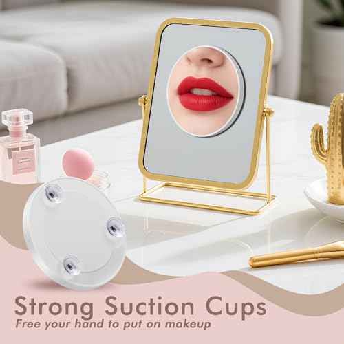 Magnifying Mirror 40X with Suction Cups, 4.5inch Travel 40X Magnified Round Makeup Mirror with High Magnification, Make up Mirror with Tweezers Sets, Ultra Thin of 0.38inch, Lightweight of 0.165lb