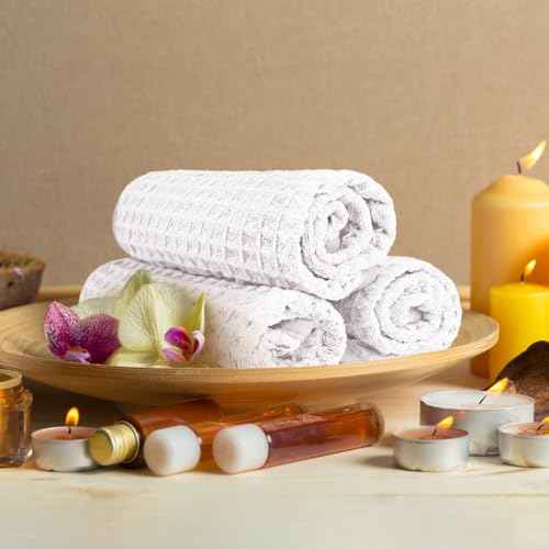 HOMEXCEL White Waffle Washcloths 4 Pack, Microfiber Face Towels for Bathroom, Lint Free, Highly Absorbent and Quick Dry Wash Cloths for Bathroom, Hotel, Spa, Gym, and Kitchen, Face Cloth, 12x12 Inch