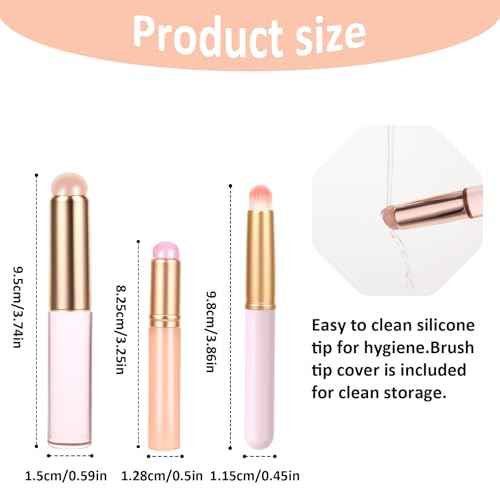 3 Pcs Silicone Lip Brush Reusable Lip Makeup Applicator Round Head Lip Brushes Applicator with Cover, Multifunctional Makeup Brush Beauty Tool for Lipstick Lip Gloss Balm Mask Concealer Eyeshadow