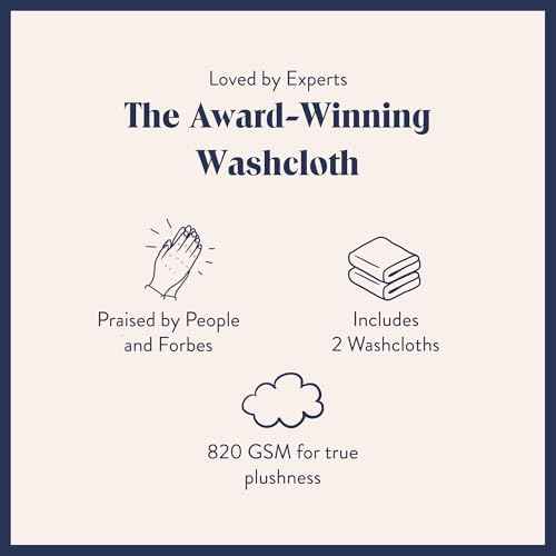 Brooklinen Super-Plush Turkish Cotton Washcloths Set of 2 Cotton, 820 GSM, Highly Absorbent, Machine Washable, Perfect for Home & Bathroom (13" x 13", White)