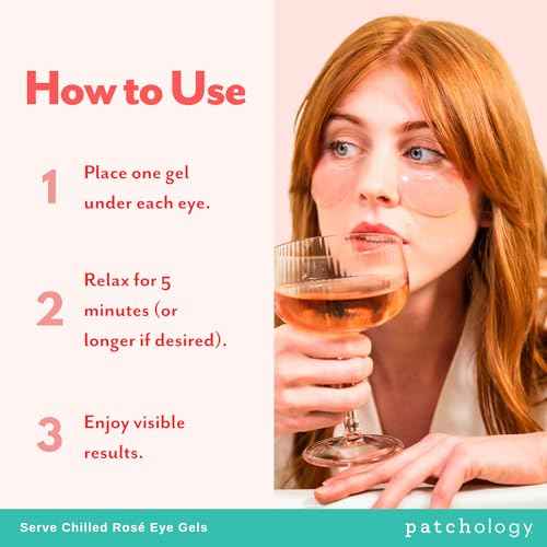 Patchology Serve Chilled Ros? Hydrating Under Eye Patches ? Hyaluronic Acid & Antioxidant-Infused Eye Masks to Reduce Dark Circles, Puffiness & Fine Lines - Ideal Skincare Essentials (5 Pairs)