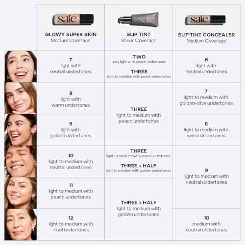 Saie Slip Tint Radiant Cream Concealer & All-Over Face Makeup - Concealer for Dark Circles, Redness & Blemishes - Lightweight Makeup Made with Hydrating Hyaluronic Acid - Shade 6 (0.17 oz)
