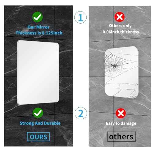 Shower Mirror Fogless Shaving with Razor Holder for Shower, Anti Fog Shower Mirror & includes 2 Razor Hooks & 2 Mirror Hooks, Easy Install & Unbreakable, Mirror for Shower Wall(Small 6.8x5.2in)