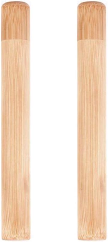 vipolish 2 Pcs Eco-friendly Healthy Natural Bamboo Toothbrush Storage Empty Portable Reusable Toothbrush Container Holder Personal Cleaning Tools Case Tube for Travel Trip