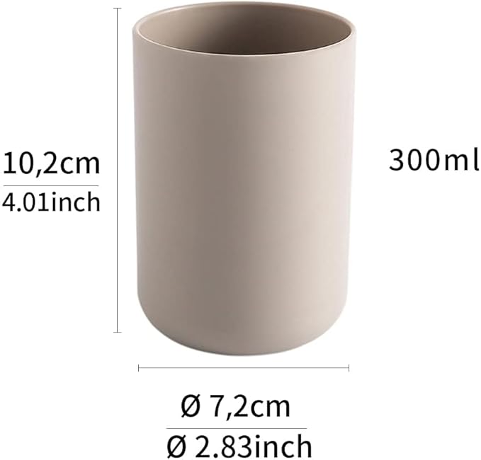 Bathroom Tumblers 2Pcs, Mouthwash Cup, Toothbrush Holders, Drink Mug, Pen Holder, Unbreakable Dishwasher Safe, 10fl.oz(300ml)/Pcs (Brown & Brown)