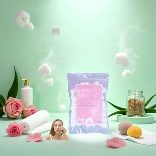 White Cotton Balls - Soft Cotton Wool | House Necessary Absorbent Delicate Lightweight Cotton Balls and Swabs for Sensitive Skin Household Needs Outdoor Traveling Everyday Use