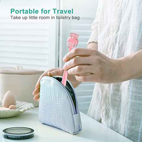 Mspan Tongue Scraper Cleaner Brush: Tongue Care Cleaning Scrubber with Plastic Travel Case Cover for Adults kids - Clean Oral Bad Breath Pink White 2 Pack