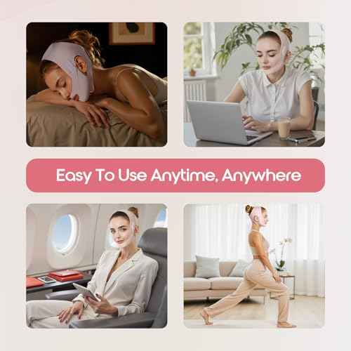 Graphene Chin Strap for Sleeping, Reusable V Line Lifting Mask Double Chin Reducer for Face Lift,Jaw Exerciser,Double Chin Eliminator for Women,Face Slimming Strap,Face lifting Mask,22.44in*8.39in