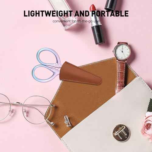 Personal Care Professional Beauty Tools (pink) Small scissors Facial hair removal and ear, nose and eyebrow, beard trimming Stainless steel fine straight head scissors