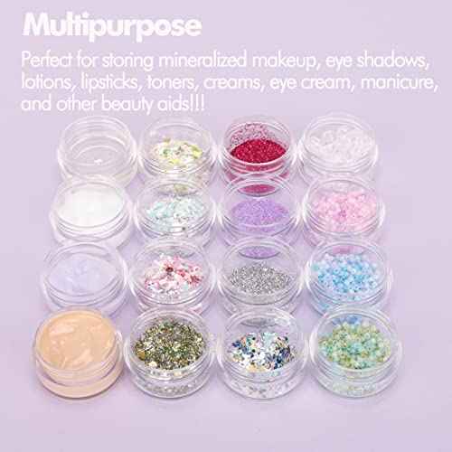 3 Gram Sample Containers With Lids, 50 Count Clear Jars, Empty Lip Balm, Mini Cosmetic With Labels, Makeup Travel, Mini Disposable Spatulas