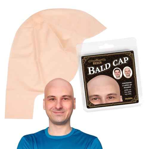 Kangaroo Latex Bald Cap for Adults - Beige Realistic Head Skin Bald Cap Wig for Men and Women - Halloween Costume Makeup Accessory for Theater, Cosplay and Dressup Apparel