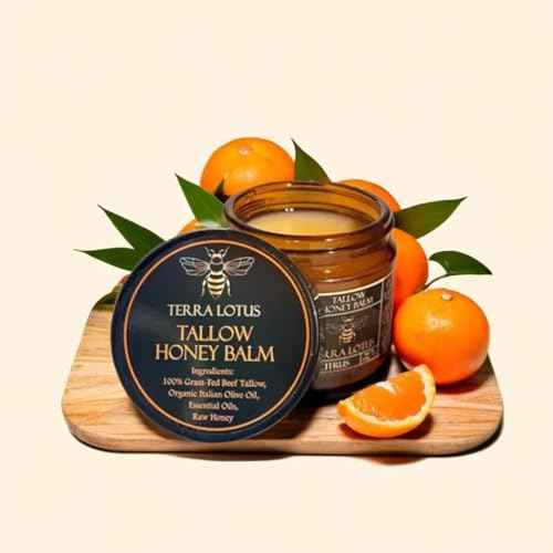 Organic Grass-Fed Beef Tallow Balm with Raw Honey - Moisturizing Cream for Soft, Smooth Skin - Handmade All-Natural Moisturizer (2 Oz, Unscented)