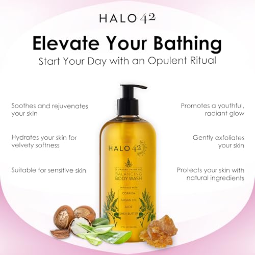 Body Wash ? Organic & Natural Copaiba Infused Shower Gel Cleanser, Hydrating Skin Cleanser with Aloe Vera, Argan Oil and Shea Butter ? Soothing & Refreshing Formula for All Skin Types ? 16 oz