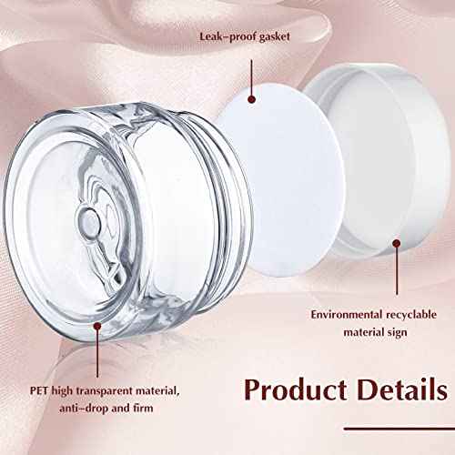 SATINIOR 100 Pcs Plastic Jars with Lids Small Containers Lids Wide Mouth Small Plastic Containers for Lotion Cream Rhinestones Body Butters Travel Storage (2 oz,White)