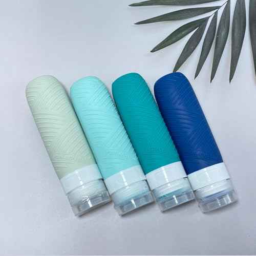Travel Bottles for Toiletries, Silicone TSA Approved Bottles, Leakproof Shampoo & Toiletry Containers for Airplane, Vacation & Business Trips