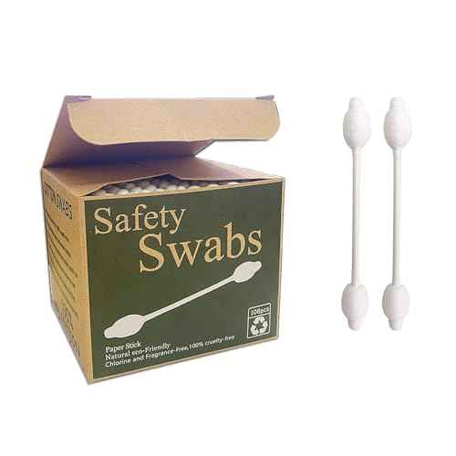 Safety Cotton Swabs with Large Tip 216PCS,Baby Cotton Buds With Natural Paper Stick For Newborn,Kids
