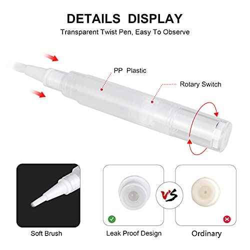 5 pack 5ml Transparent Twist Pen for Cuticle Oil Applicator, Empty Nail Oil Pen with Brush Tip, Eyelash Growth Liquid Tube, Cosmetic Lip Gloss Container (5x)