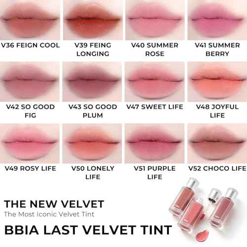 BBIA Last Velvet Tint NEW - Soft Creamy Matte Finish Lip Stain, Blur Effect & Velvety Texture, Long-Lasting, High Pigment, Non-Drying, Vegan, Korean Lip Makeup (V36 FEIGN COOL, Pack of 1)