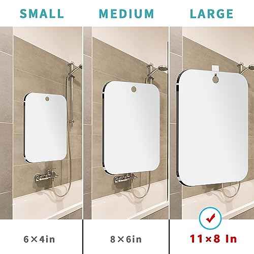 Shatterproof Shower Mirror fogless for Shaving Mirror (Larger,11"x8") Small Wall Hanging Camp Vanity Mirror,Unbreakable Makeup Travel Camping Mirrors,Men Fog Free Handheld,Outdoor Showers