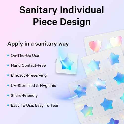 Sosky Hologram Pimple Patches for Face, Hydrocolloid Acne Patches with Salicylic Acid, Cute Star Zit Stickers,Colorful Blemish Covers,48 Count Blue Pink Star Heart Moon Butterfly