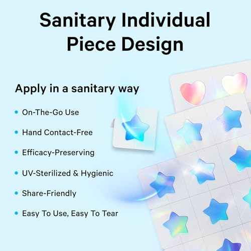 Sosky Hologram Pimple Patches for Face, Hydrocolloid Acne Patches with Salicylic Acid, Cute Star Zit Stickers,Colorful Blemish Covers,48 Count Blue Star Cloud