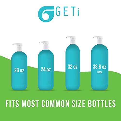 2-Pack Liter 33.8 oz Shampoo Conditioner Pump Dispenser | Fits Most Salon Brand Liter Size Bottles with a 1-inch Wide Opening | Not Compatible with Joico or Amika Bottles | White | by Geti Beauty