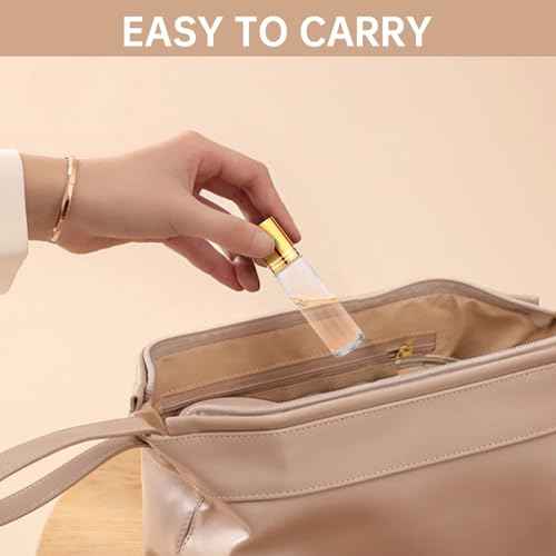 inice 24 Pack Clear Galss Roller Bottles,10ml Roll On Bottles Stainless Steel Roller Balls Metal Cap for Aromatherapy Essential Oils Applicator
