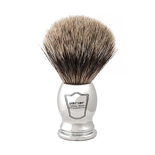 Parker SR1 Classic Straight Razor Set for the Ultimate Wet Shave ? Includes 100% Pure Badger Brush, Chrome Stand & 100 Premium Stainless Steel Blades ? Barber?Quality Grooming Kit for Men