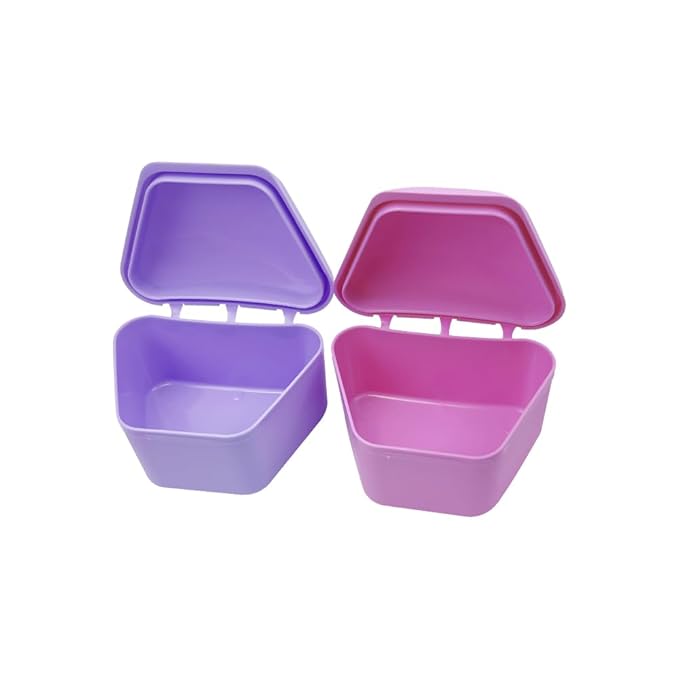 2PCS Trapezoid Retainer Case, Convenient Mouth Guard Cases, Multicolored Denture Bath Box for Aligner, Retainers, Mouth Guard, Night Guard, Travel Cleaning