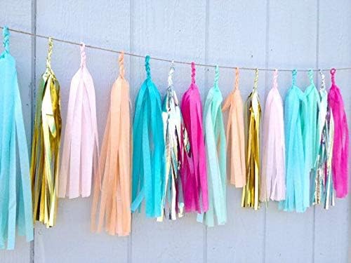 9.8in Tissue Paper Tassel DIY Hanging Paper Decorations Party Garland for Parties, Weddings, Festivals, Baby Showers - 20PCS (Sky Blue 25cm)