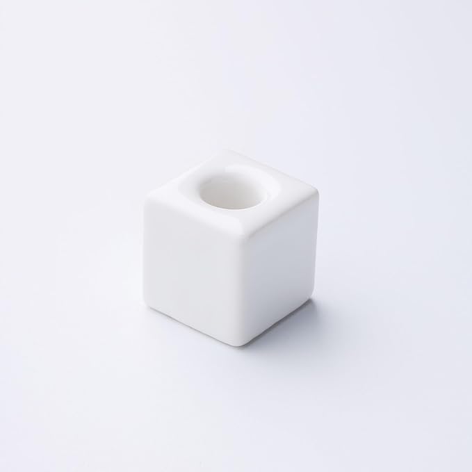 AirMoon Mini Square Ceramic Toothbrush Holder for Bathroom - White Small Countertop Organizer, Easy Clean Toothbrush Stand, Suit for Electric Toothbrush Head, Pens & Coffee Spoon, Cute White