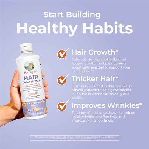 MaryRuth Organics Women's Hair Growth MAX Liposomal | with Lustriva¢ç + Biotin 10000mcg + Pumpkin Seed Oil | Thicker Hair | Hair Care | Wrinkles, Fine Lines, Skin Care | Ages 18+ | 15.22 Fl Oz