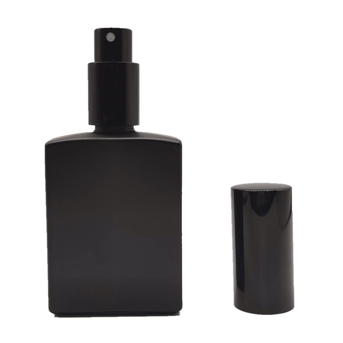 PimyRcyi 8PCS Square Glass Spray bottle,1.7oz Small Refillable Container with Fine Mist sprayer,Perfume bottle (50ml, Matte Black)