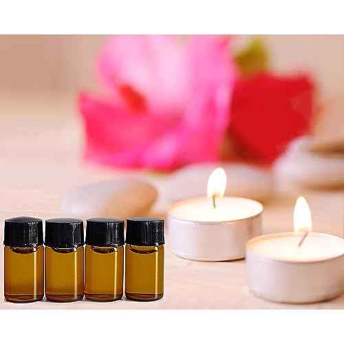 50Pcs 3ml Amber Sample Bottles,Mini Glass Essential Oil Bottle, with Black Screw Caps, for Travel Essential Oil and Perfume Vials Bottles (3ML)