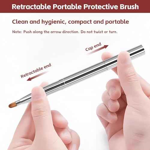 Silver Dual Ended Retractable Lip Brush ? Portable Lip Brush for Lipstick & Lip Gloss, Eyeshadow Applicator, Travel-Friendly Makeup Brush, Includes Lid, Great Gift for Makeup Lovers