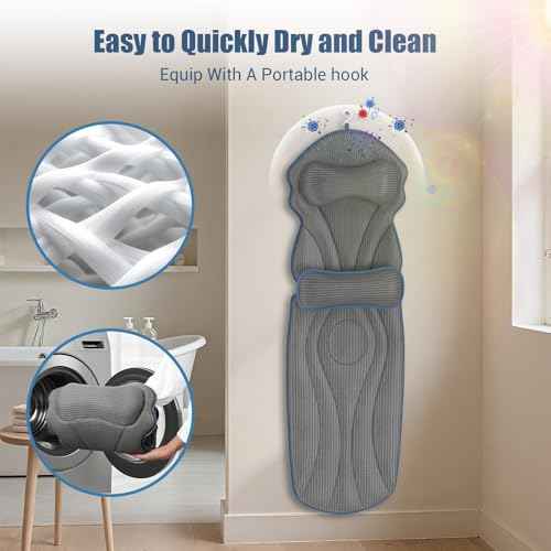 Full Body Bath Pillows for Tub Luxury Bathtub Pillow Cushion for Head,Shoulder,Back&Lumbar Support Thick Tub Pillow for Bathtub for Women Relaxing Soft 5D Air Mesh Mat 12 Non-Slip Power Suction Cups