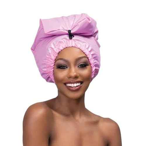Esha Girl - Shower Cap for Extra Long Hair, Braids, Locs, Twists ? Waterproof ? Snug Fit Guarantees No Leaks ? Easy Button Up (Black, X-Long (30" x 9"))