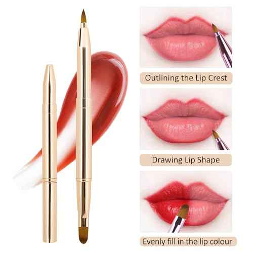 5Pcs Retractable Lip Brush and Lip Scrub Exfoliator Brush Set, Silicone Lip Brush Tool Double-Sided Mini Exfoliating Brush