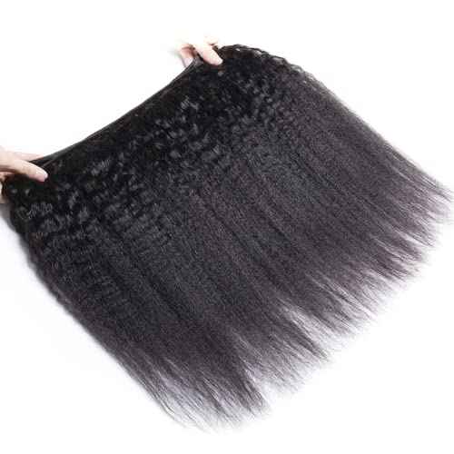 Kinky Straight Human Hair Bundles 26 26 26 inch Yaki Straight Brazilian Virgin Human Hair Bundles Natural Black Color Human Hair Yaki Straight Bundles