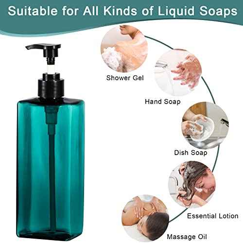 Shower Pump Bottles, Yebeauty 2pcs 17oz 500ML Refillable Pump Bottle Lotion Soap Dispenser Liquid Container Plastic Soap Dispenser for Shampoo Kitchen,Bathroom Body Wash, Sea Green