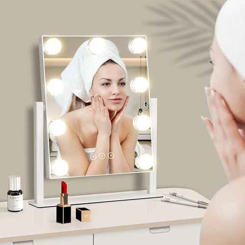 Vanity Mirror with Lights, Makeup Mirror with Lights,3 Color Lighting Modes Detachable 10X Magnification Mirror Touch Control,360¡ÆRotation, White.