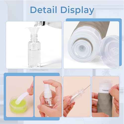 16pack Travel Bottles for Toiletries, TSA Approved Travel Size Containers Set, Leak Proof Refillable Liquid & Creams Toiletries Accessories Kit W/Toiletry Bag (Cream)