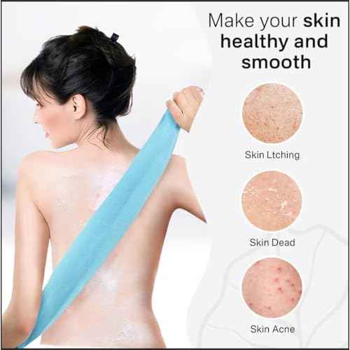 Yiclick 2 Pack Exfoliating Washcloth Towel - Exfoliating Body Scrubber Exfoliator, Loofah Sponge Wash Cloth, Korean & Japanse & African Net Sponge Rag - Back Scrubber Washer (Blue)