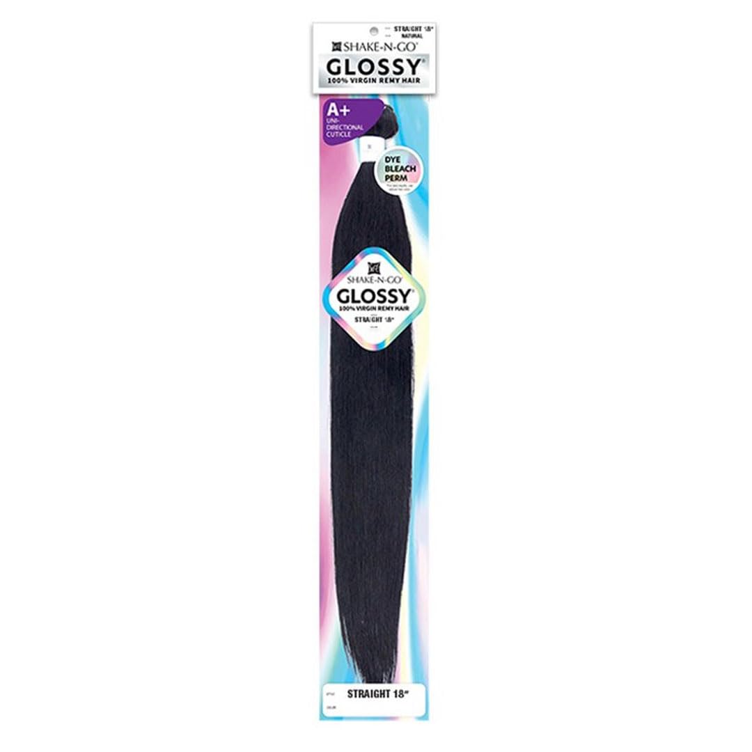 Shake N Go Virgin Remy Hair Weave Glossy Straight 12" (Color : Natural Black)