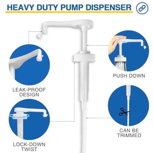 4Pcs Gallon Jug Syrup Pump Dispenser, 38-400 Leak Proof Pump for Gallon Jug - Lotion Shampoo Pump Cap Included, Fits 1 Gallon Bottle 64oz 128oz Shampoo Laundry Detergent Containers