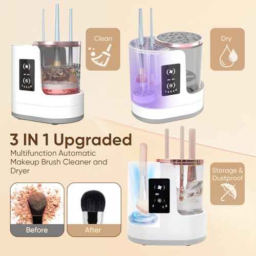 Electric Makeup Brush Cleaner 3-in-1 Automatic Brush Cleaning Machine, Dual-Direction Cleaning, Adjustable Drying, Fits All Brush Sizes, Efficient & Quick (Upgraded 2025 Edition)