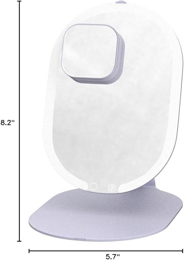 Fancii LED Rechargeable Portable Makeup Mirror with 3 Color Light Settings & 10x Magnetic Magnifying Mirror – Ultra Slim, Foldable Travel Vanity Mirror, 1500 mAh Battery, Height (Purple)