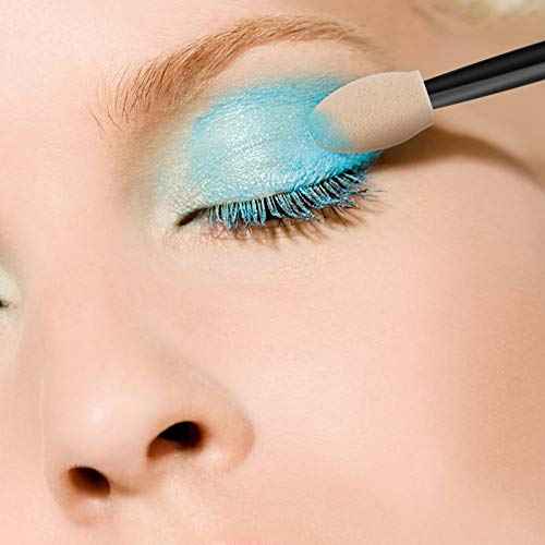 Cuttte 120PCS Disposable Dual Sides Eye Shadow Sponge Applicators with Container, 2.44' Length Eyeshadow Brushes Makeup Applicator Black