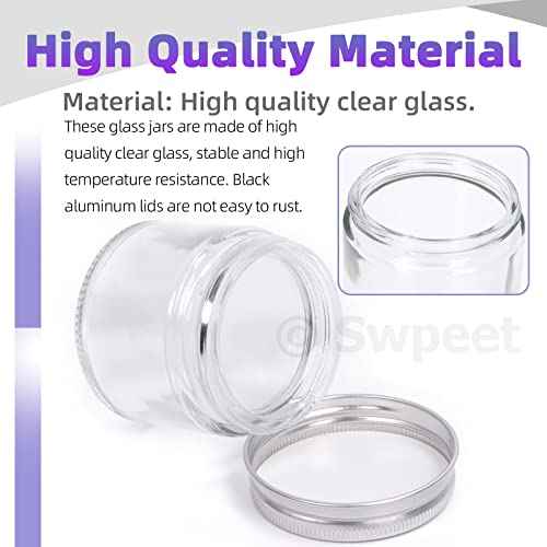 Swpeet 15 Packs 2 oz - 60ML Transparent Glass Jar with Silver Lid Assortment Kit, Round Containers Cosmetic Glass Jars with Lids Travel Jars Cosmetic Containers for Cream, Lotion